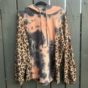 multi colored tie dyed leopard hoodie